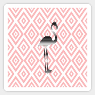 Abstract geometric pattern - pink and white - black flamingo Sticker